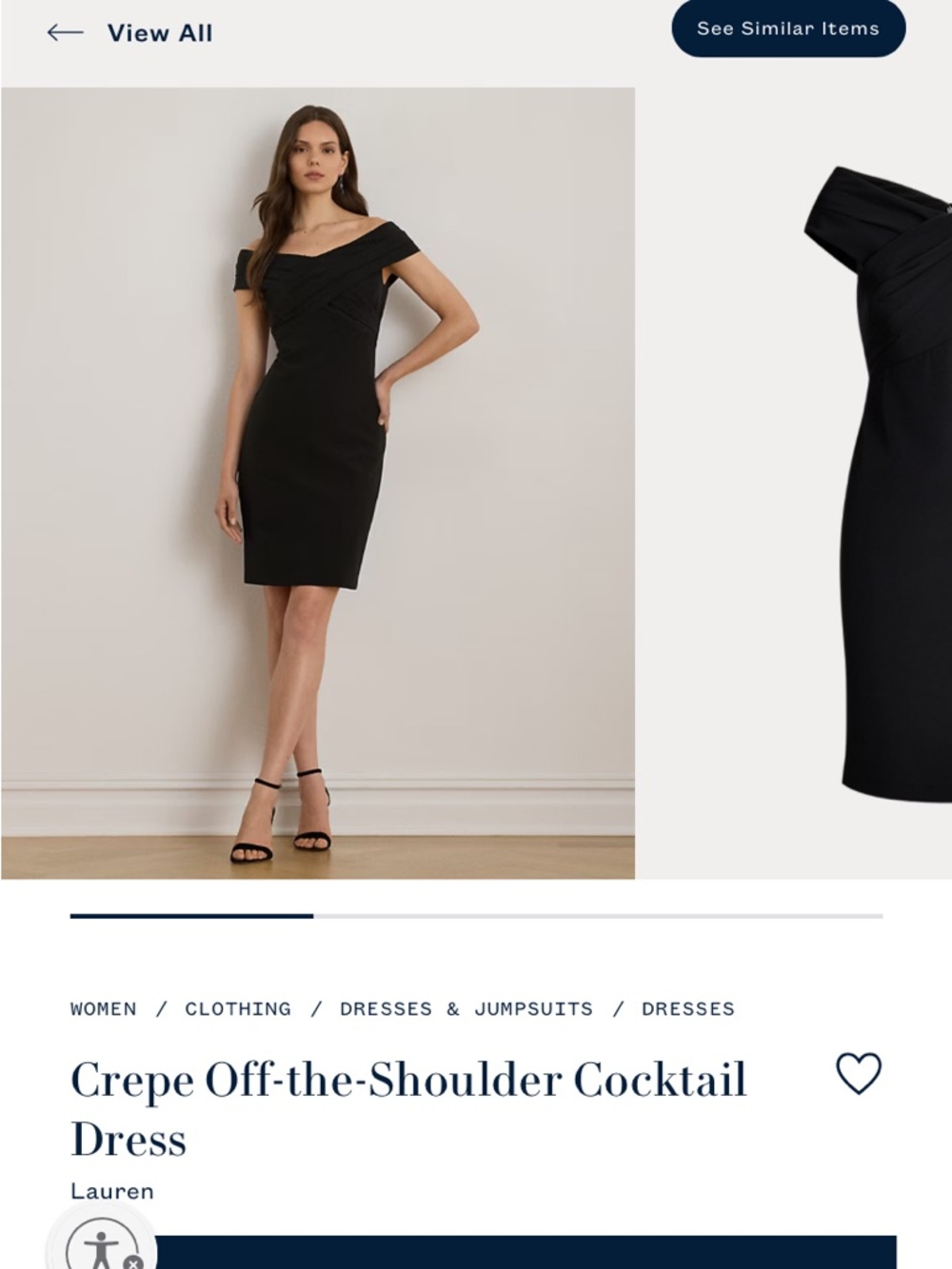 Lauren Ralph Lauren Black Off-the-Shoulder Crepe Midi Dress